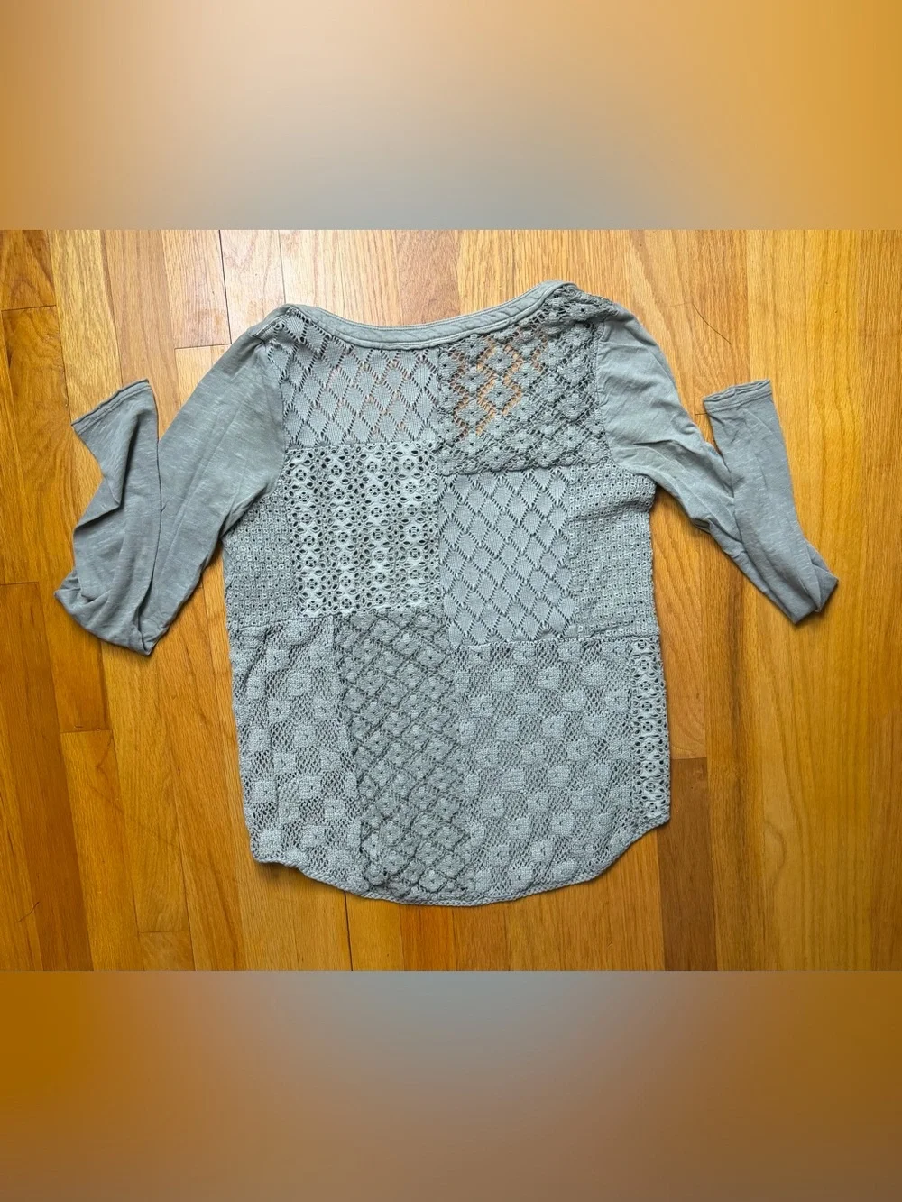 Free People Long-Sleeve Lace-Back Scoop Neck Top - Dusty Sage